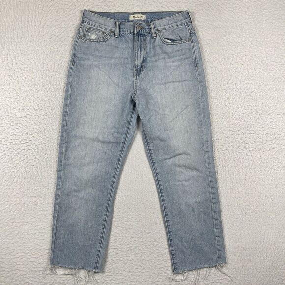 Madewell Jeans Womens 28 Blue Denim The Perfect‎ Summer Raw Hem Distressed Pants - Picture 1 of 16